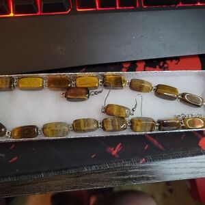 Tiger's Eye Necklace and Earring Set